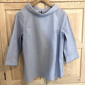 Talbots Cotton Top Roll Neck Keyhole Back Quarter Sleeve Petite Large